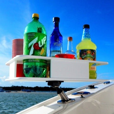 Docktail Boat Table Caddy with Adjustable Rod Holder Mount - Choose Your Color
