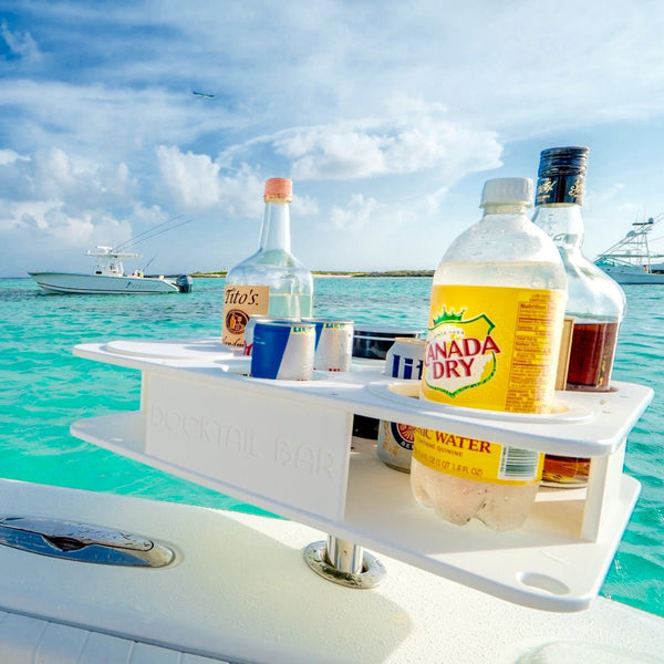Docktail Boat Table Caddy with Adjustable Rod Holder Mount - Docktail Bar