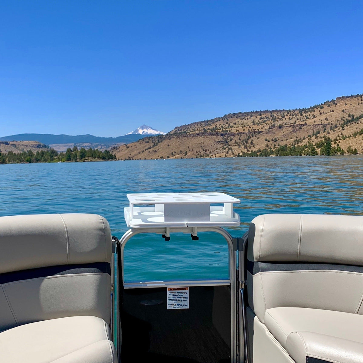 The Docktail Cup Holder and Snack Caddy & Pontoon Boat Rail Mount