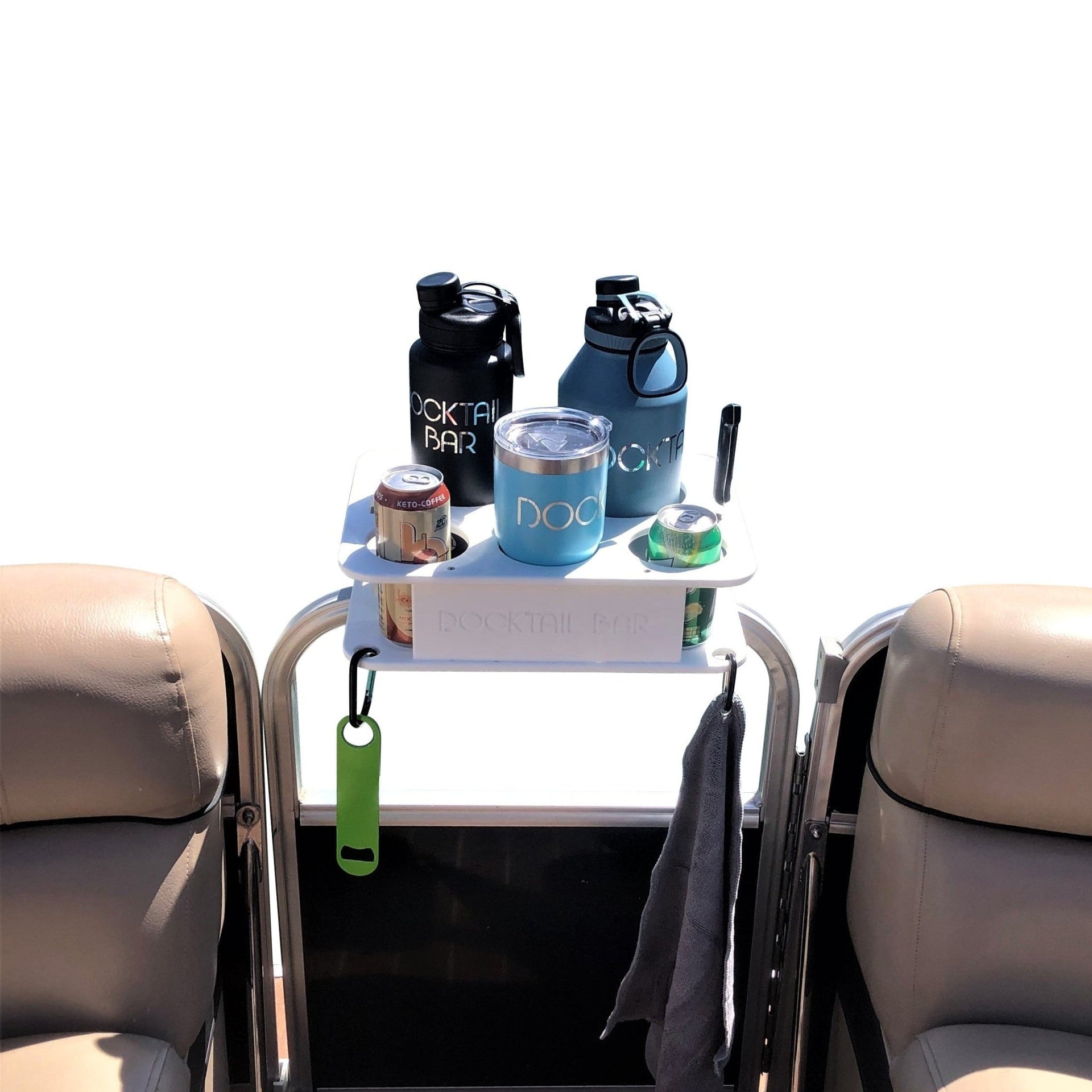 Docktail Jr Boat Cup Holder Caddy with Pontoon Boat Rail Mount - Choose Your Color - Docktail Bar