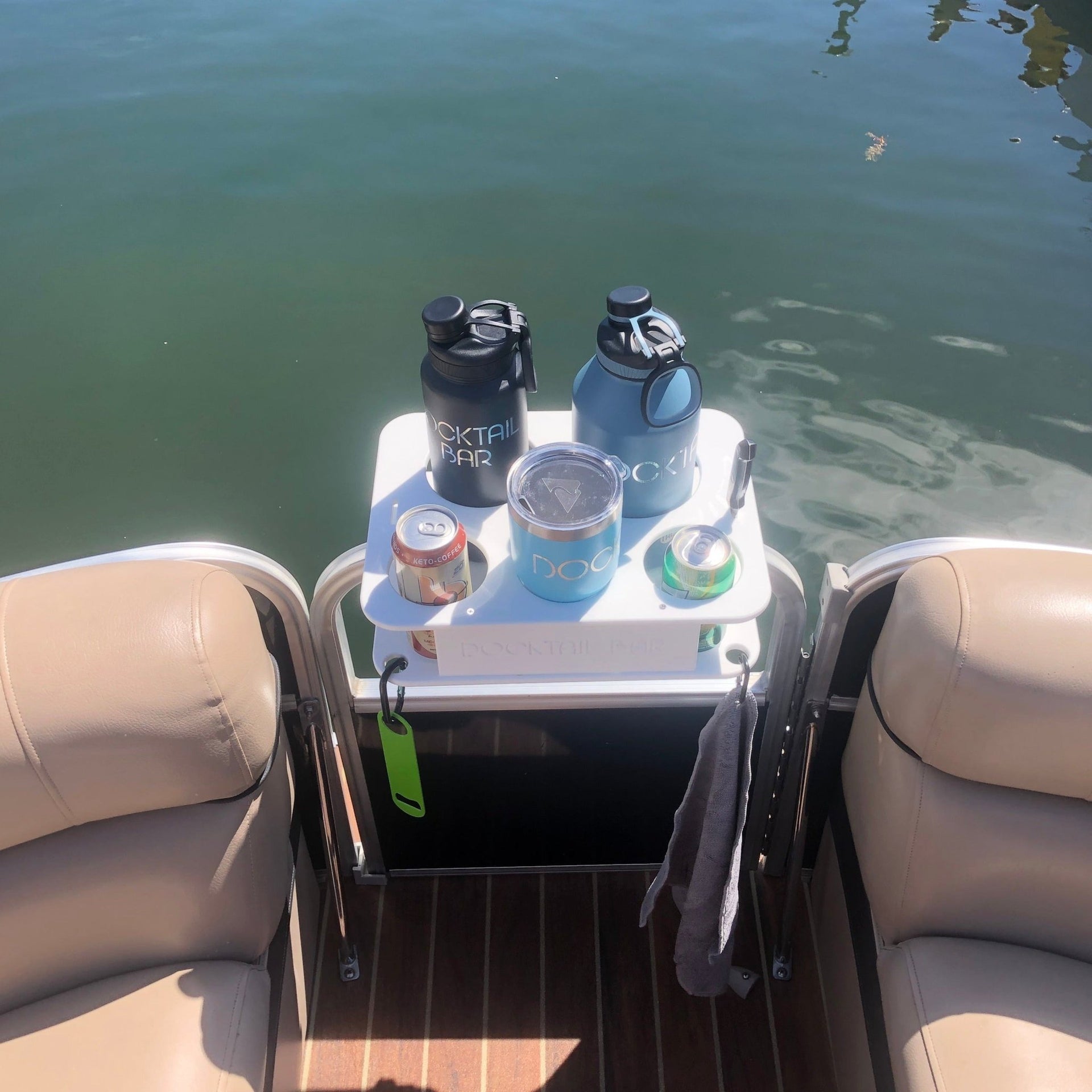Docktail Jr Boat Cup Holder Caddy with Pontoon Boat Rail Mount - Choose Your Color - Docktail Bar