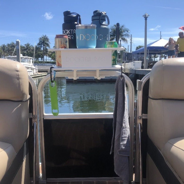 Docktail Jr Boat Cup Holder Caddy with Pontoon Boat Rail Mount - Choose Your Color - Docktail Bar