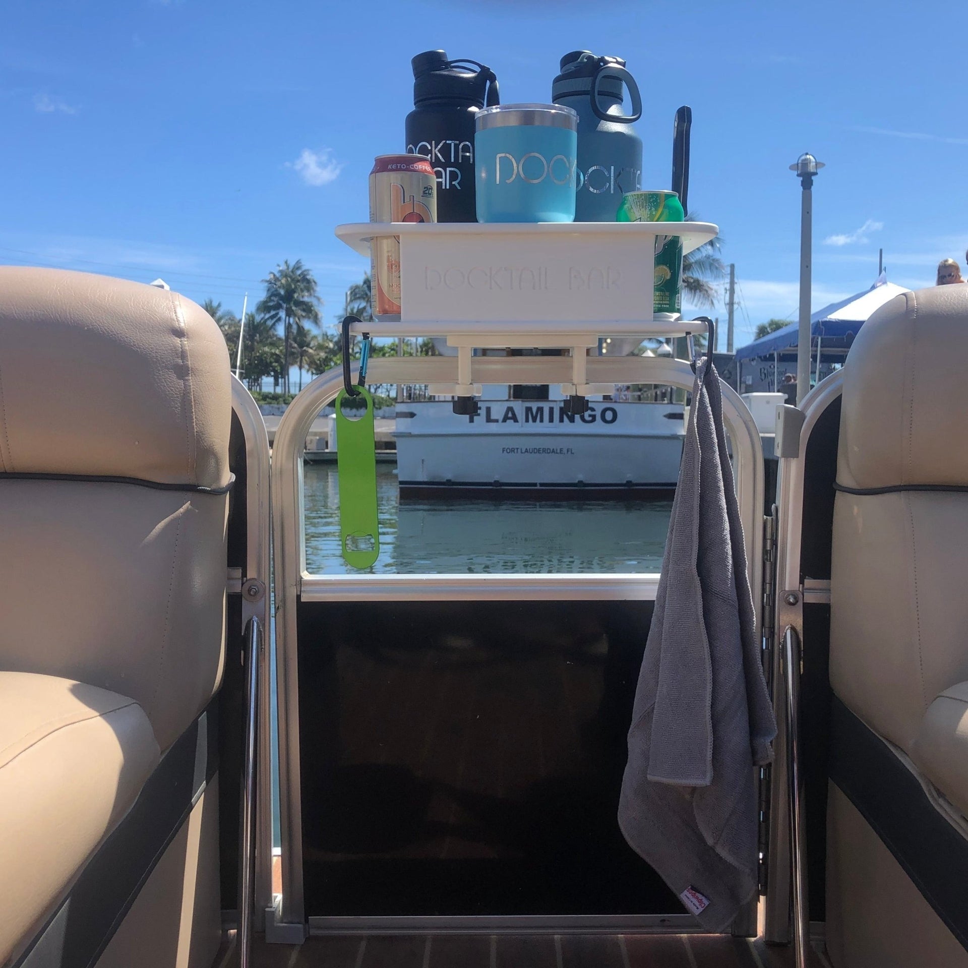 Docktail Jr Boat Cup Holder Caddy with Pontoon Boat Rail Mount - Choose Your Color - Docktail Bar