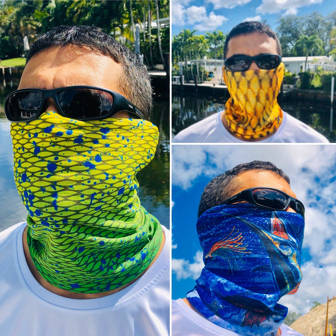 UV Fishing Face Mask Bandanas - 3 Pack of Face Shields