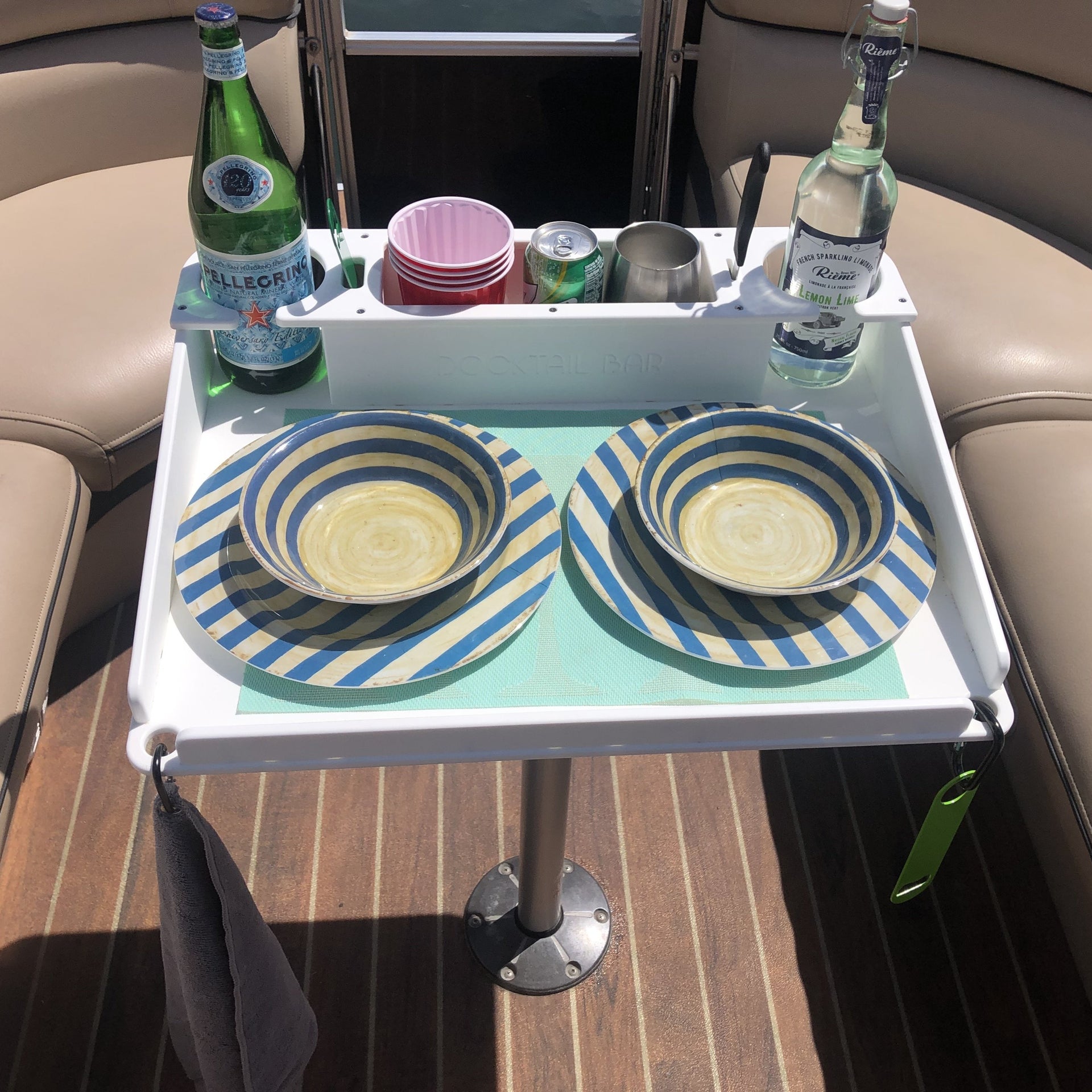 Docktail Bar Utility Boat Table - with Pedestal Adapter Plate (Post/Floor  Mount Not Included) | Boat Caddy Organizer, Portable Boat Table and Boat  Bar