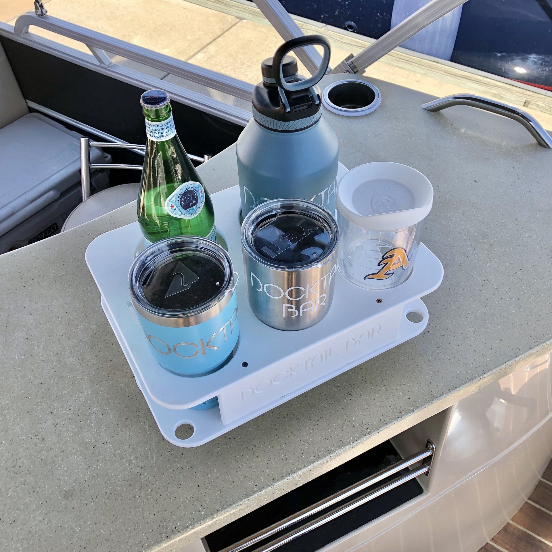 Docktail Jr Boat Cup Holder and Marine Bar Caddy with SeaSucker Mounts