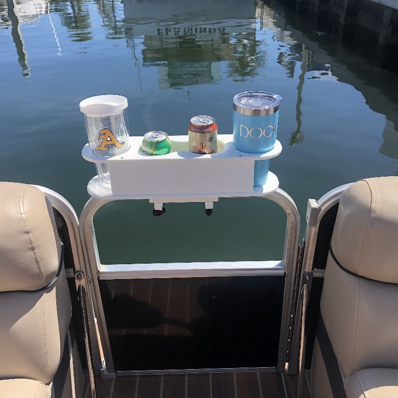 Docktail Bar Pontoon Boat Cup Holder Accessories - 4 White Plastic Cup & Bottle