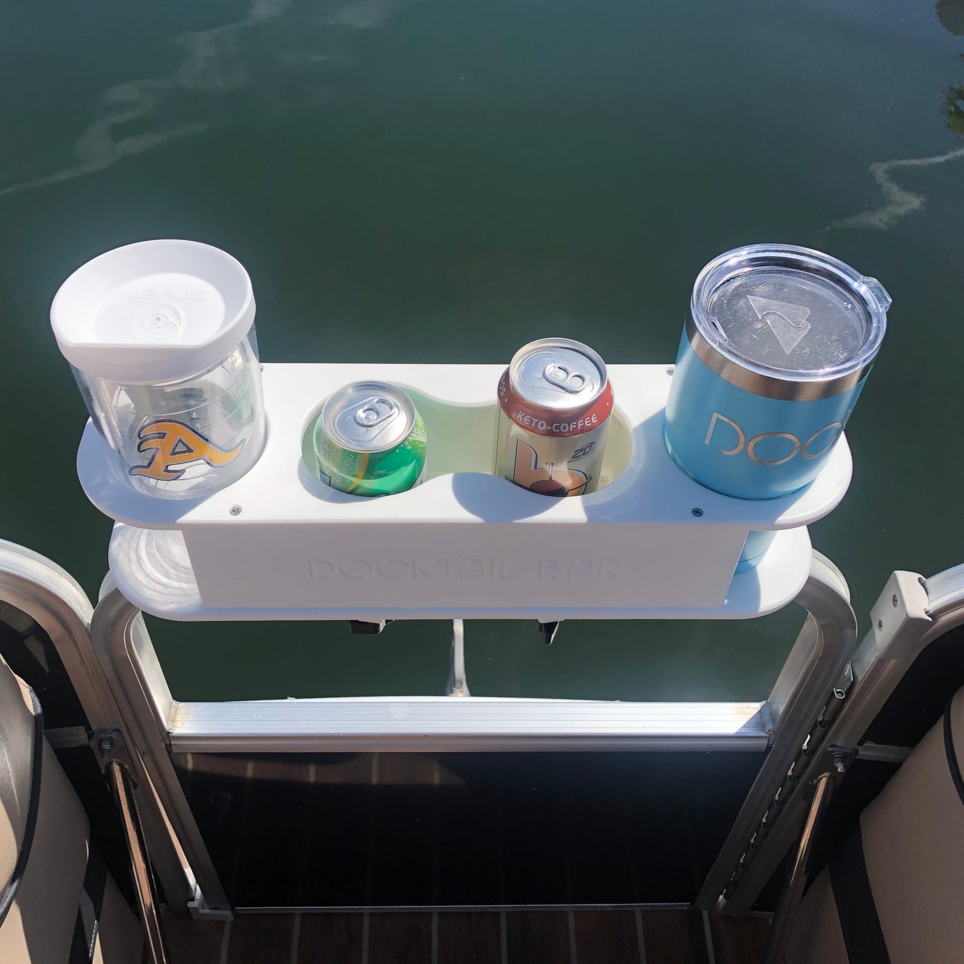 Pontoon Rail - Double Cup and Rod Holder with Tool Organizer slots