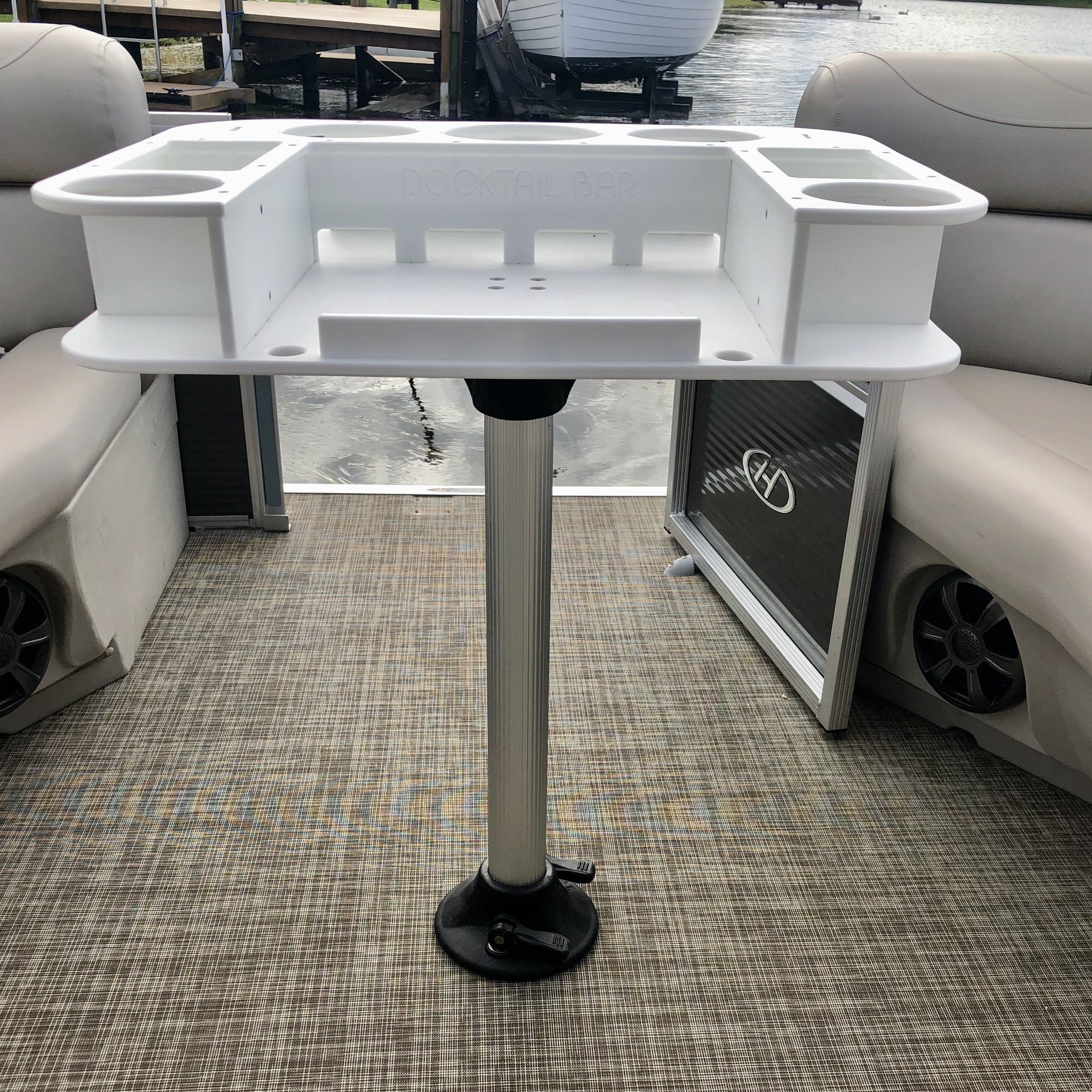 Docktail Bar Utility Boat Table - with Pedestal Adapter Plate (Post/Floor  Mount Not Included) | Boat Caddy Organizer, Portable Boat Table and Boat  Bar